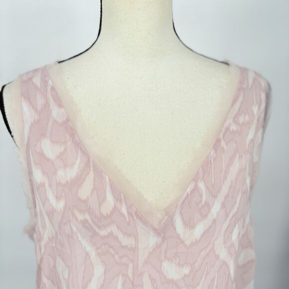 HALOGEN Scrolling Lines‎ Pink V-neck Sleeveless Blouse Top Size 1 - Picture 7 of 9
